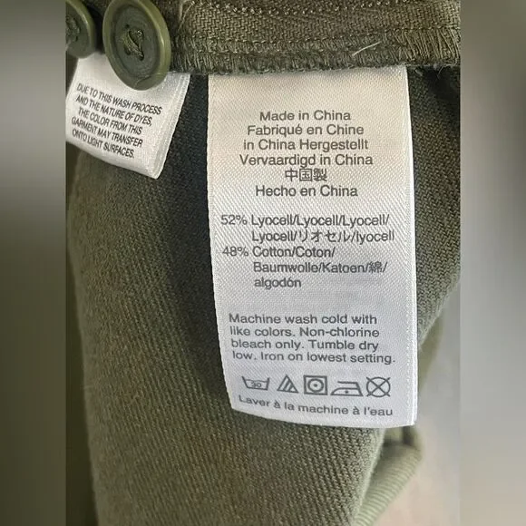 J. Crew Point Sur Olive Green puff sleeve Button Down Twill Shacket Blouse small - Picture 4 of 5